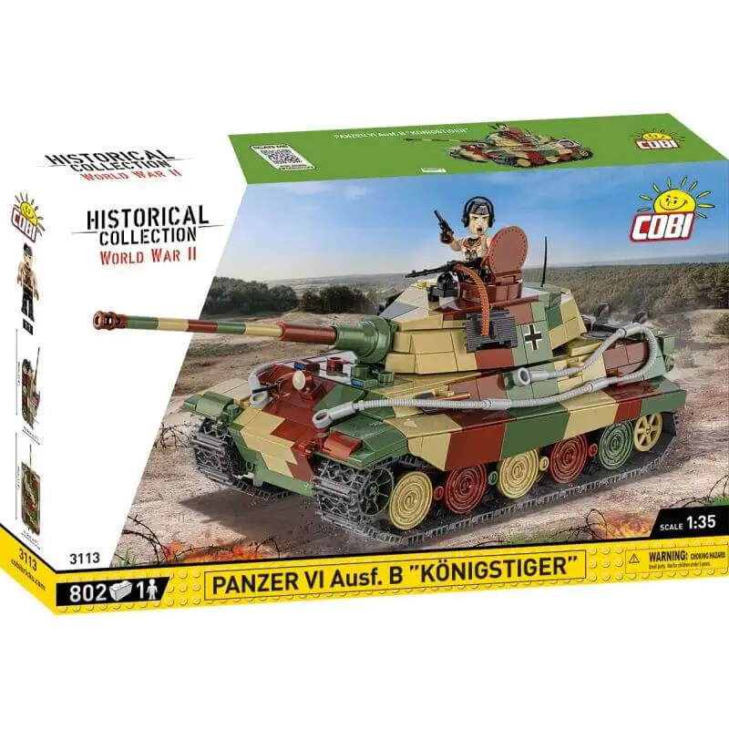 Char Tigre Royal COBI 3113 avec chenilles mobiles et tourelle rotative historique