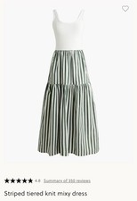 J.CREW Women's Striped Sleeveless Dress Size S White/Green With Pockets NWT