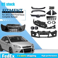 Fits 2012-2014 Ford Focus Front Complete Bumper Kit W Bracket Grille Fog Lights