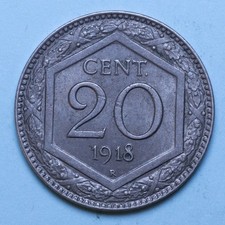 VITTORIO EMANUELE III 20 CENTESIMI 1918 ESAGONO qFDC NICHEL COIN COLLEZIONE