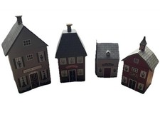 4 Vintage Wood Cottage Canisters With Inserts For Kitchen