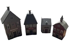 4 Vintage Wood Cottage Canisters With Inserts For Kitchen