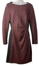 Lauren Ralph Lauren Textured Knit Sheath Dress Women's 10 Colorblock Slimming