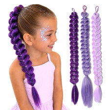 Purple Braids for Kpop Hair Ponytail Extension 24 Inch Pre Braided Long Purple H