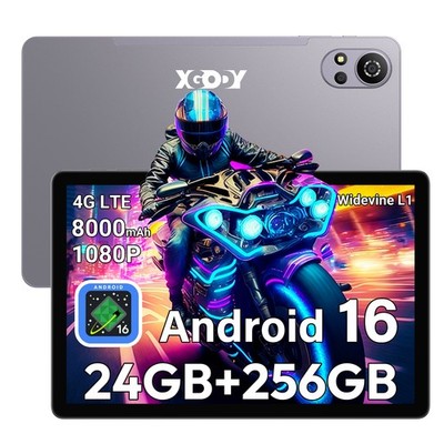 Android 16 Tablet 10  HD IPS 24GB+256GB 8000mAh 4G LTE WLAN 6 BT 5.0 GPS