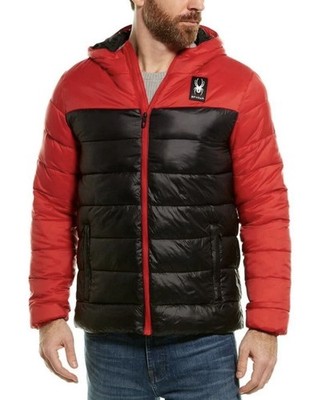 NEW Spyder Circuit Hooded Jacket Men's Medium L Red/Black Insulated Puffer