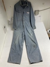 Vintage Montgomery Ward PowrHouse Coveralls Herringbone Striped Denim Size 42R