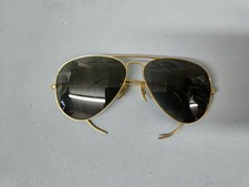 Bausch Lomb B L Ray Ban Outdoorsman Sunglasses 58-14 Gold Tone Gray Mirror Lens