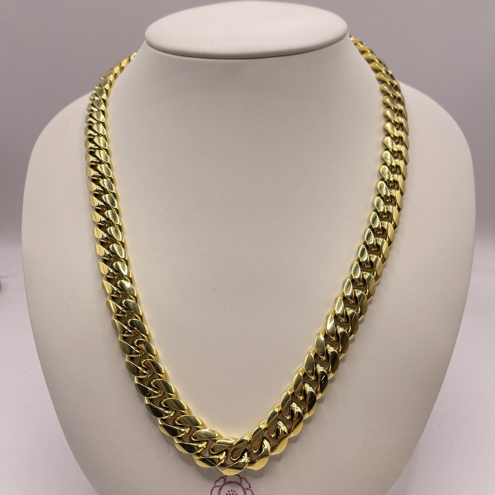 GLD Mens Signature Cuban Link Chain Necklace 18K Gold Plated 12mm 22