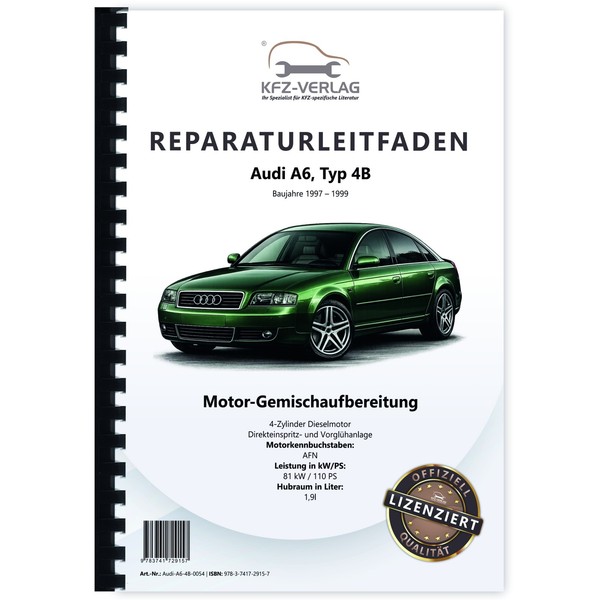 Audi A6 Typ 4B 1997-1999 4-Zyl. Einspritz/VorglüHanlage 1,9L Werkstatthandbuch-image