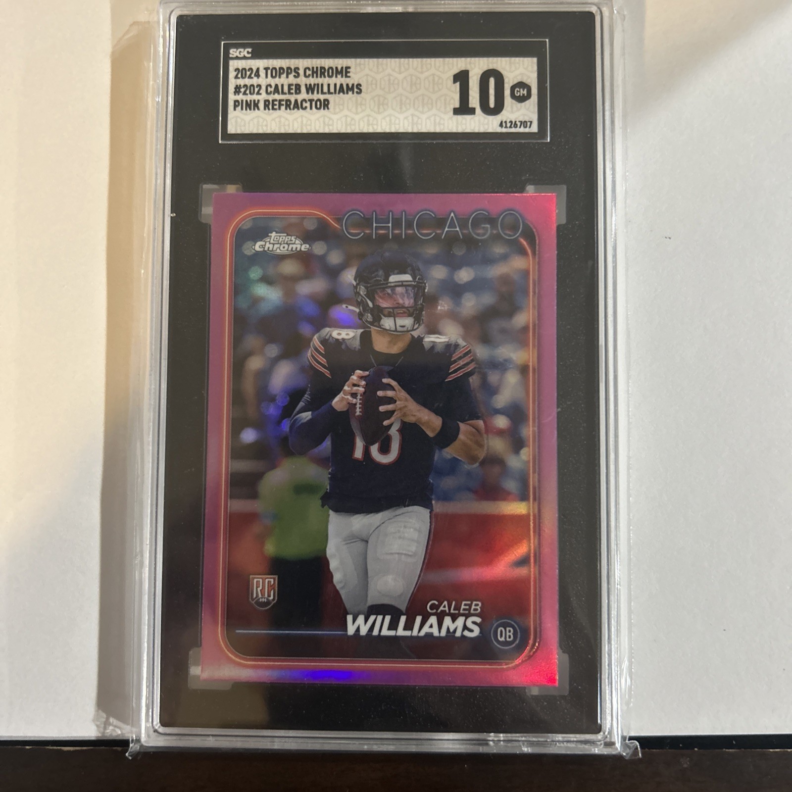 2024 Topps Chrome CALEB WILLIAMS #202 RC Rookie Pink Refractor PSA 10 Bears SP