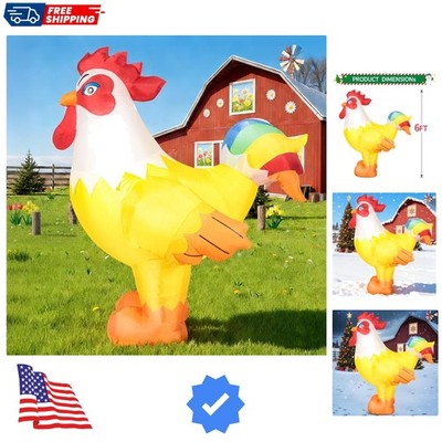 6FT Rooster Inflatables Christmas Spring, Farm Ranch Blow up Animals Cute Chi...