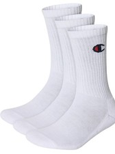 3 Pairs Champion Unisex Crew Ankle Socks, White, Men’s Women’s UK 9-11 (88)