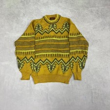Vintage Knitted Jumper Abstract Patterned Grandad Knit Sweater Men's M