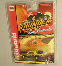 "NEW" AW REL 3 THUNDER ROAD '64 DODGE 330 BLUE/YELLOW 777 T JET HO SLOT CAR