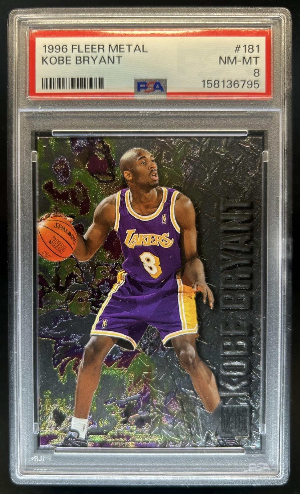 1996 Skybox Metal Kobe Bryant Rookie RC #181 Lakers PSA 8 view 1