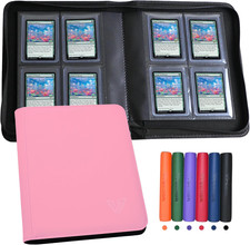Toploaders Binder,Holds 128 Top Loaders,4 Pocket Top Loader Binder for 3" X 4"Ri