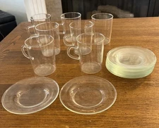 Schott Zwiesel Verran Collection Clear Mugs (7) & Saucers (11) -Vintage
