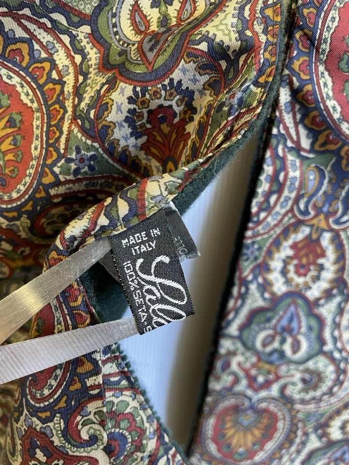 AS1# Saldarini Lana Seda Bufanda Patrón Paisley Flecos Borde Multicolor De Colección Foto 3 de 4