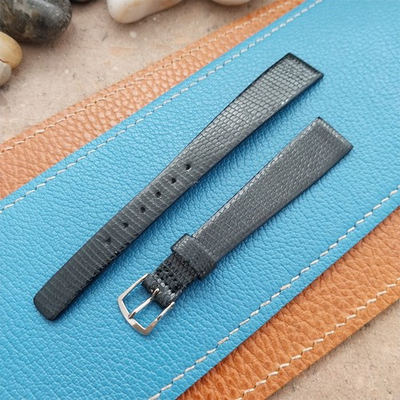 #ad JB Champion USA Black Java Lizard 9 16quot; 14mm Unused 1970s Vintage Watch Strap $25.00