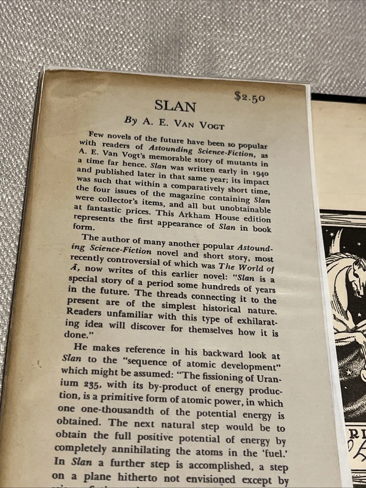 A.E. Van Vogt *RARE* Slan Book - 1953 - Arkham House - 1st ED - 4000 Copies - Image 2 of 4