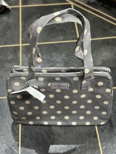 Cath Kidston Ladies Large Boxy Zip Bag. Button Spot. Grey. BNWT