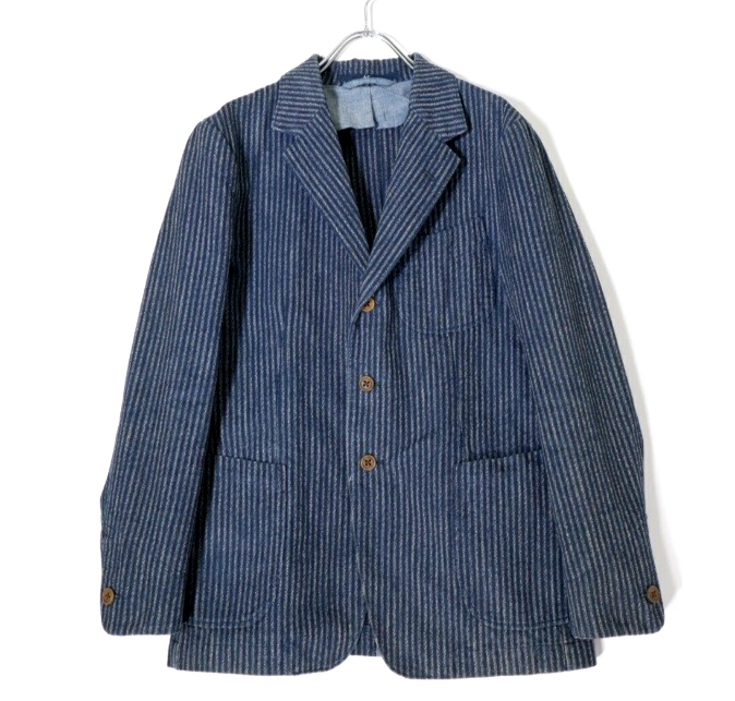 R by45rpm ウールジャケット 45rpm 45R Indigo Blue Hickory Stripe Denim Blazer Jacket