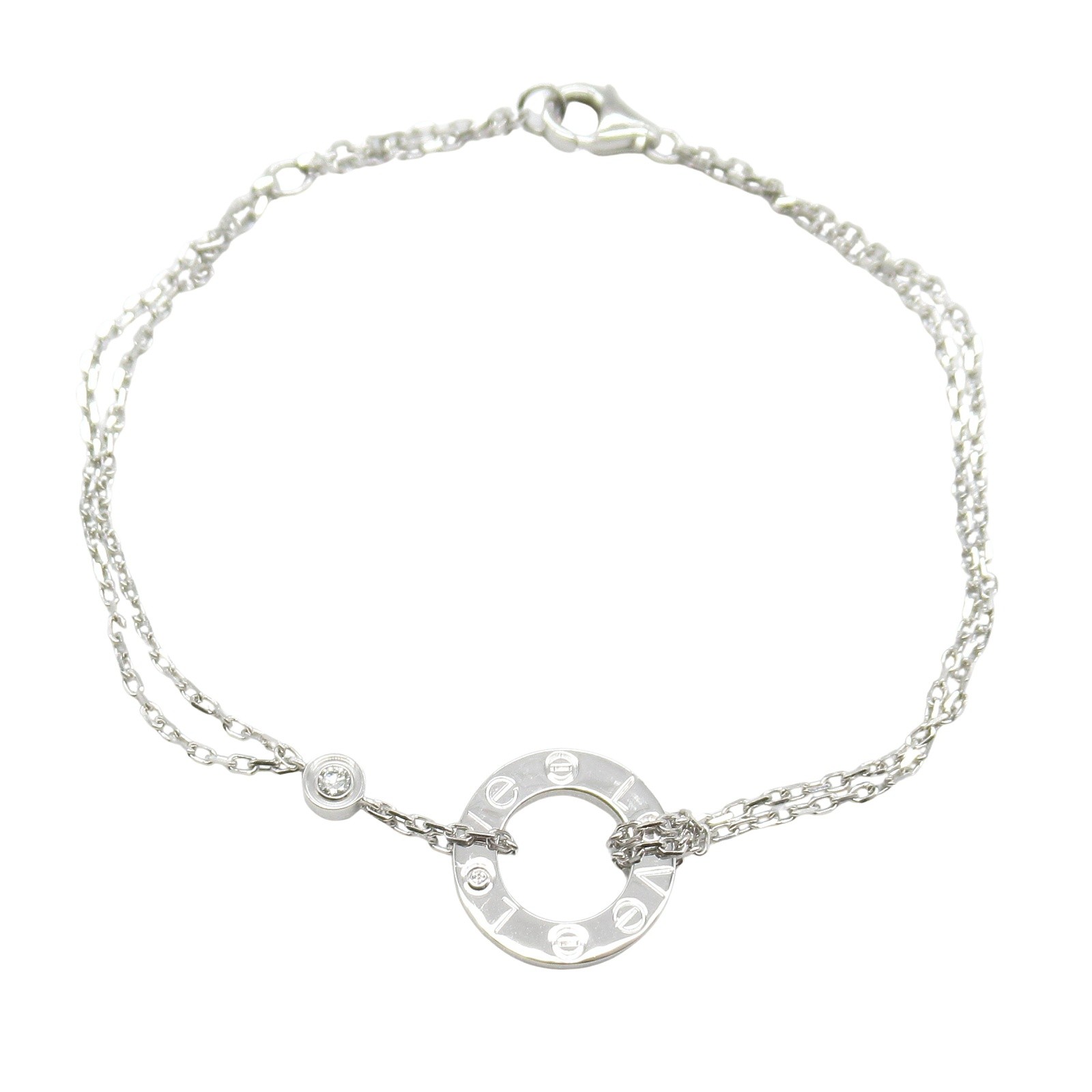 Cartier Love Circle Bracelet with 2P Diamonds in 18K White Gold Pre-Owned