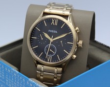 New Authentic Fossil Fenmore Midsize Chronograph Gold Black BQ2366 Men's Watch