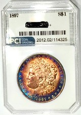 1897-P Better Date Gem BU + Album Rainbow Toned