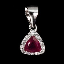 925 Sterling Silver Pendant Trilliant Ruby 5mm Natural Gemstone Jewelry