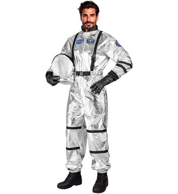 Silberner Astronaut Männer Kostüm Astronaut - Raumanzug mit Helm