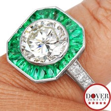 Estate NATURAL Diamond 4.40cts Emerald Platinum Engagement Ring 6.8 Gr NR
