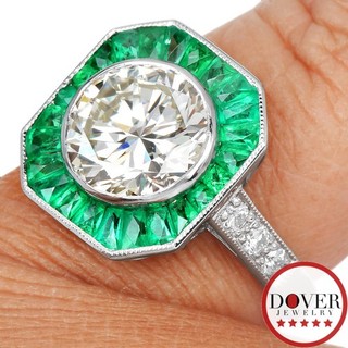 Estate NATURAL Diamond 4.40cts Emerald Platinum Engagement Ring 6.8 Gr NR
