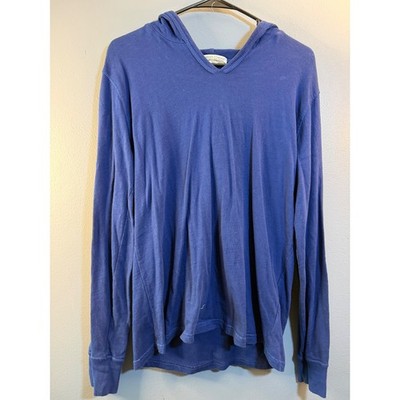Threads 4 Thought Mens Blue Sustainable Lightweight V-Neck Pullover Hoodie  M