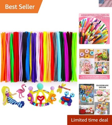 200pcs Flexible Chenille Pipe Cleaners - 12in Craft Supplies in 20 Colors