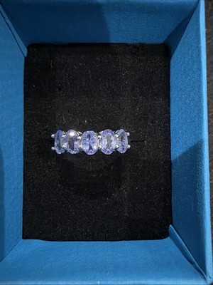 itv Tanzanite 5-Stone 2.35 ctw Band Ring   Rhodium Plated Sterling Silver Prong