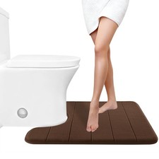Yimobra Memory Foam Toilet Bath Mat U-Shaped, Soft and 24" X 20", Brown