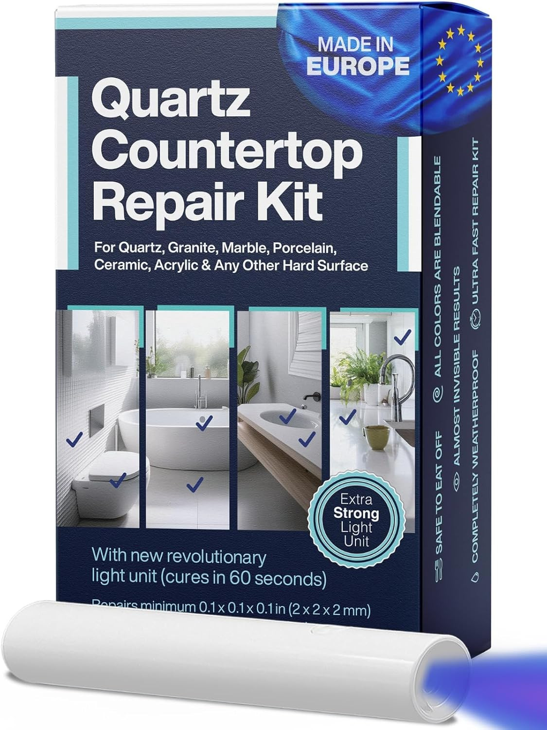 Quartz Countertop Repair Kit DIY (3 Colors + Polisher) - Mad