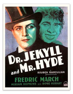Dr. Jekyll & Mr. Hyde Poster   1931 Vintage Movie Print Wall Art