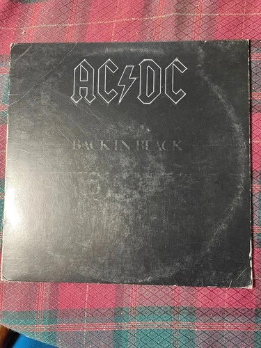 AC/DC Back In Black LP Record 1980 Atlantic SD16018 Vintage Worn