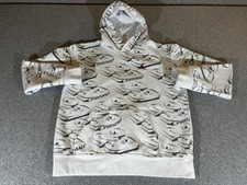 Jordan Hoodie Youth XL White Pullover Sweatshirt AOP Print Fleece Kids Boys Nike