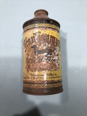 Frankenmuth (Air Free) Beer, Empty Can, Hole, Sm. Dents Cone Top Beer Can