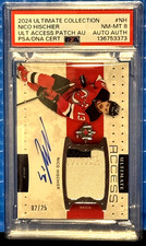 2024 UD Ultimate Collection Nico Hischier Ultimate Access Patch Auto /25 PSA 8