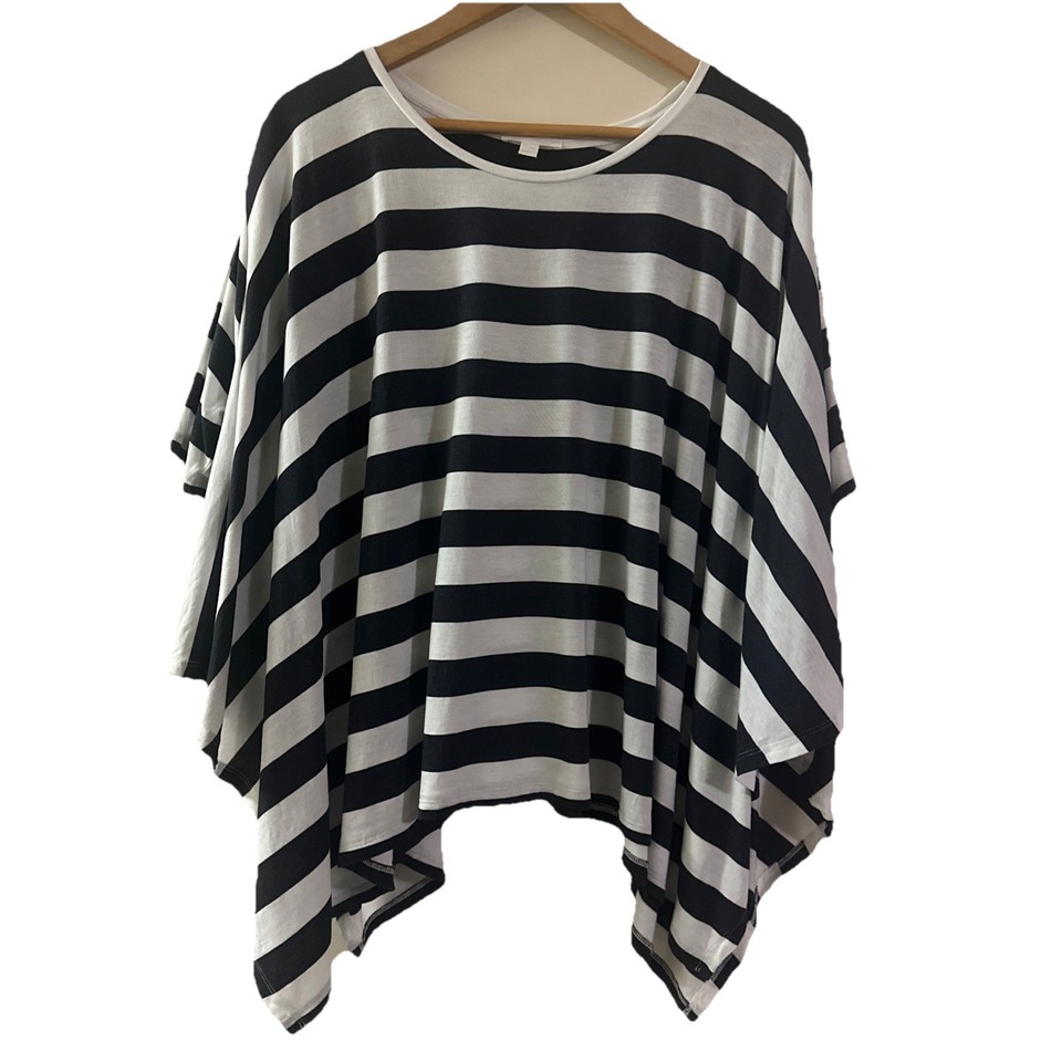 COS Women’s Top Size S Navy/White Tee Oversized Boxy Designer Modern Chic Stripe