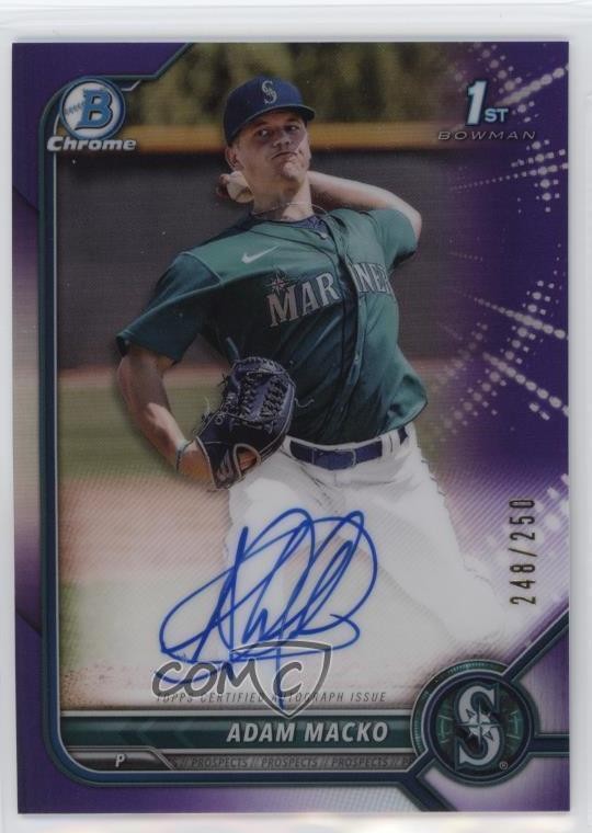2022 Bowman Chrome Prospect Purple Refractor 248/250 Adam Macko #CPA-AM Auto 2p7