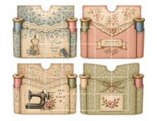 1 Pg Sewing Pockets For Card Toppers Junk Journal Supplies Scrapbook Ephemera