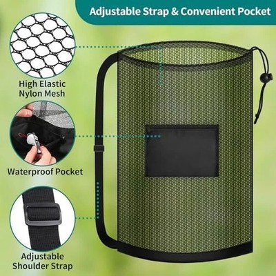 Extra Large Soccer Ball Bag, 40'' x 30'' Drawstring Mesh Ball Bag with Pocket, 1