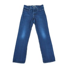 Levi's Jeans Women's 30 30x32 314 Shaping Straight BIG E Premium Blue Dark Wash