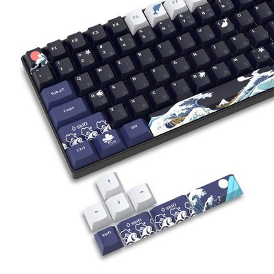 132 Keys PBT Keycaps, Cherry Profile, Great Wave Japanese, 5 Side DYE-Sub, MX